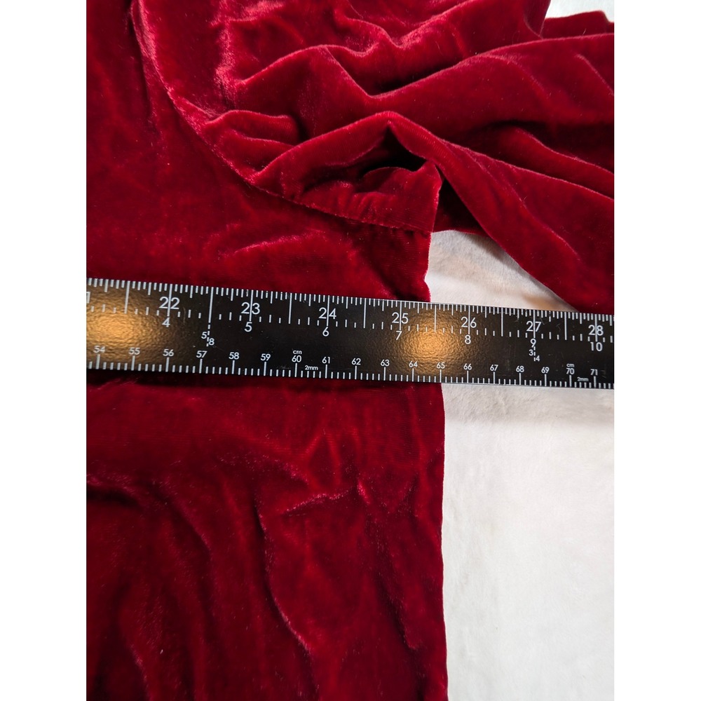 John Mark Womens 1X Red Velvet Button Front Shirt Bell Cuff Wired Collar Artsy - Picture 12 of 13